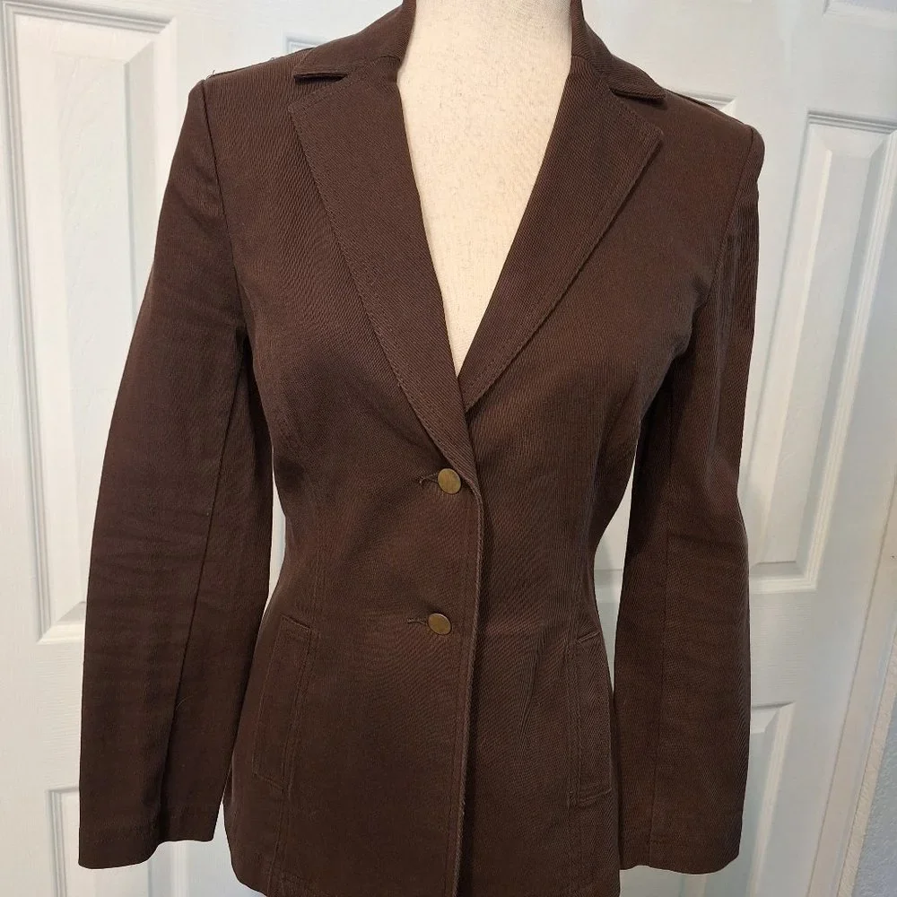 BCBG Brown Blazer Jacket Vintage Size 2 Corduroy Texture - Picture 3 of 10